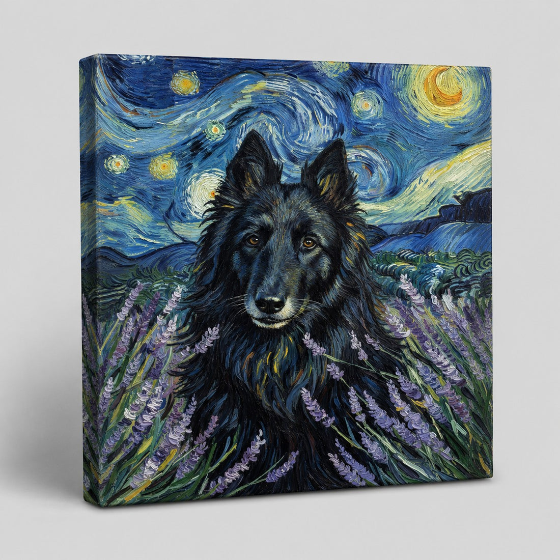 modello canvas cane su tela effetto van gogh