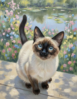 Ritratto gatto su tela stile Monet