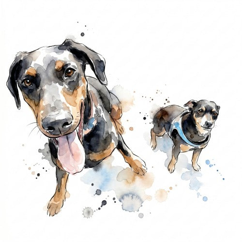 Ritratto acquerello di due cani insieme